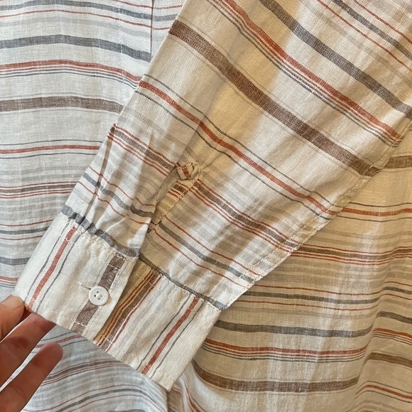 Garnet Hill Striped Linen Button Down Shirt - Picture 6 of 9